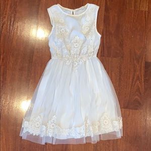 Lace and tulle white flowy dress